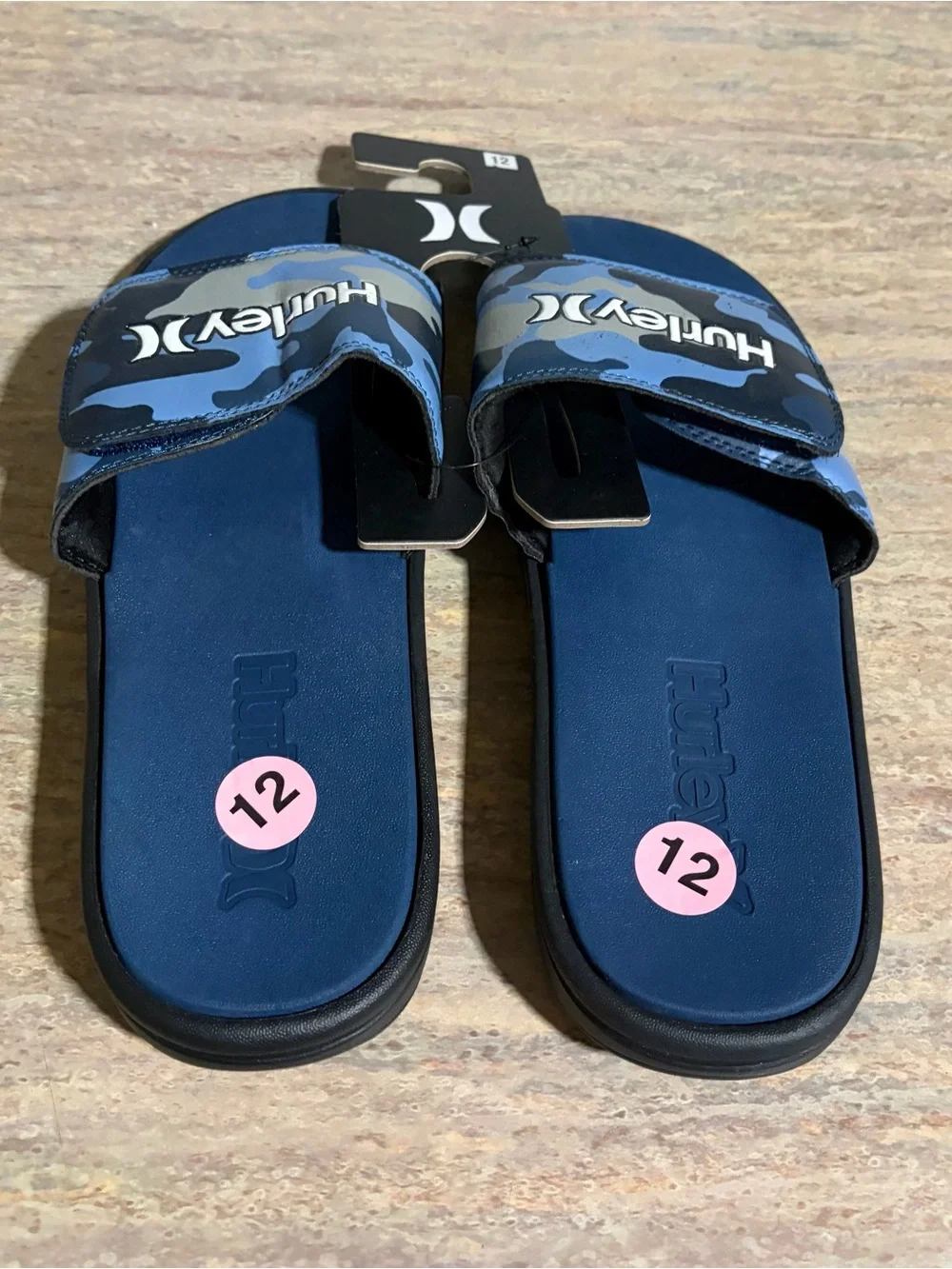 NWT Hurley Blue Camouflage Slide Sandals